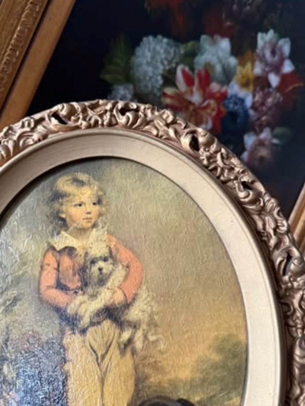 Vintage wood frame with textured print - Picture 2 of 6